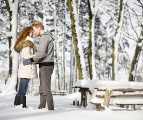 Winter outdoor intimate couple Stock Photo 01