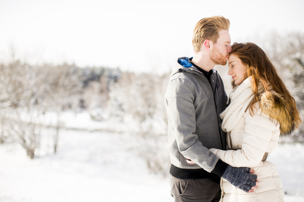 Winter outdoor intimate couple Stock Photo 02