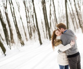 Winter outdoor intimate couple Stock Photo 03
