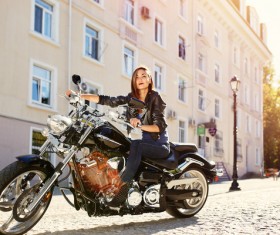 Woman and motorcycle Stock Photo 01