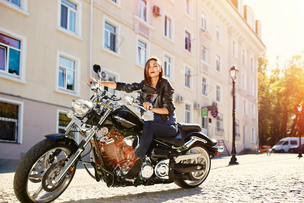 Woman and motorcycle Stock Photo 01