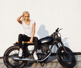 Woman and motorcycle Stock Photo 04