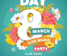 Womens day party flyer template vector material 01