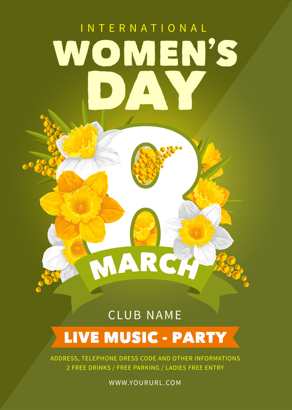 Womens day party flyer template vector material 04