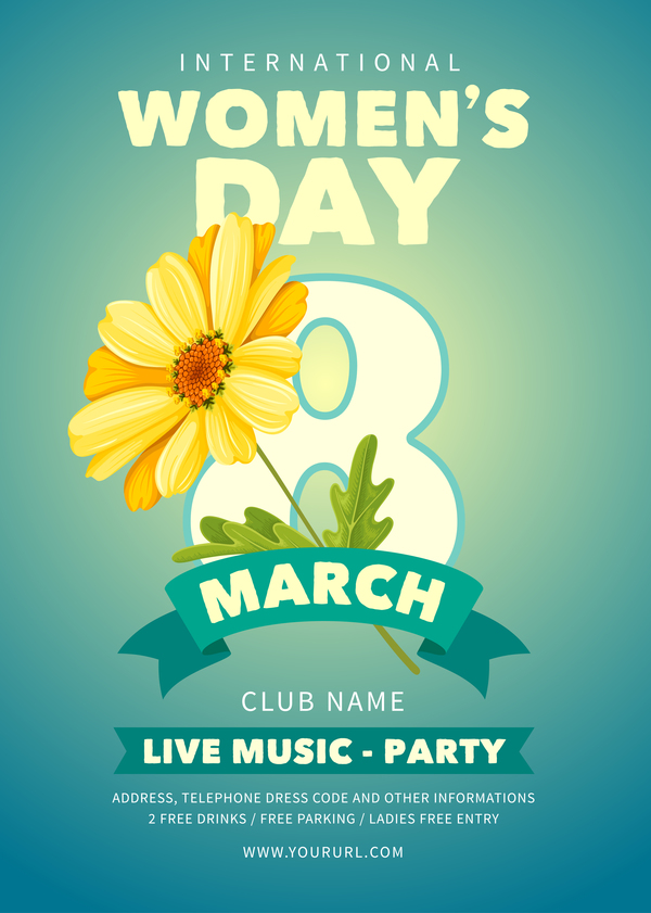 Womens day party flyer template vector material 05