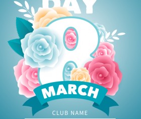 Womens day party flyer template vector material 06