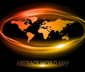 World map with golden light frame vector