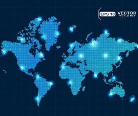 World map with light dot vector