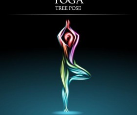 Yoga pose abstract design vector 02