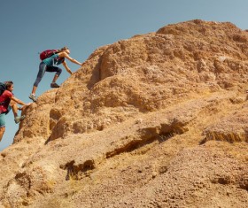 Young Lovers hiking in mountaineering Stock Photo