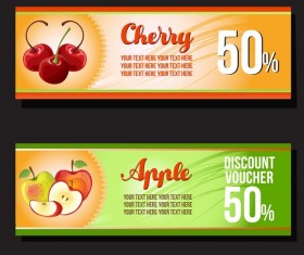 apple and cherry discount voucher vector