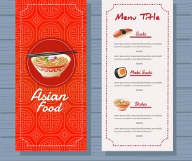 asian food menu template blue background vector