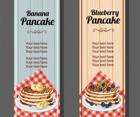 banana blueberry pancake vertical banner vector