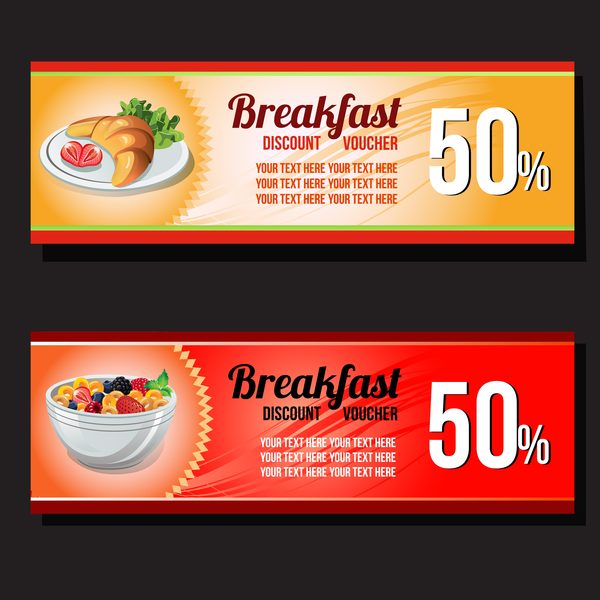 breakfast discount voucher template vector
