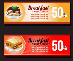 breakfast discount voucher vector