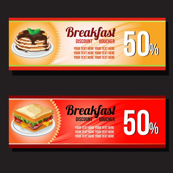breakfast discount voucher vector