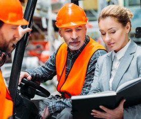 female supervisor to check the logistics warehouse Stock Photo 04