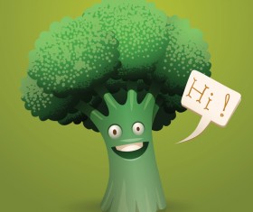 happy cartoon broccoli vector