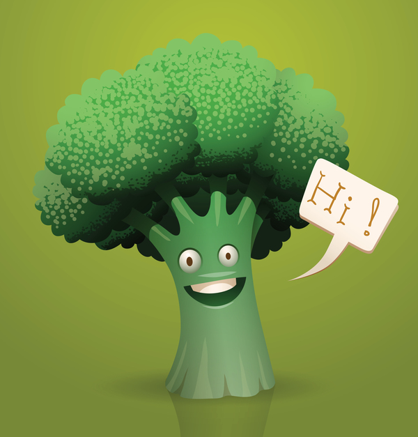happy cartoon broccoli vector