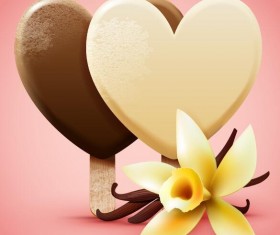 ice cream with vanilla flower vector