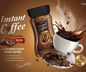 lnstant coffee poster template vectors 03