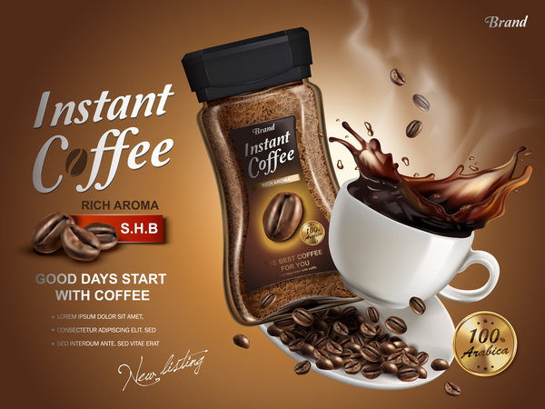 lnstant coffee poster template vectors 03