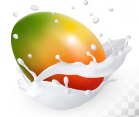 mango with splash milk vector