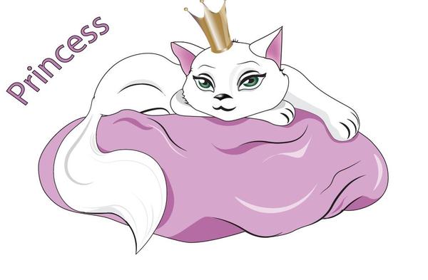 princess white cat vector