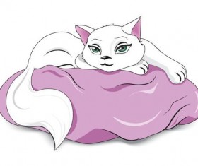 white cat on a pillow vector