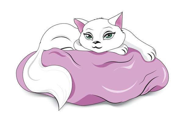 white cat on a pillow vector