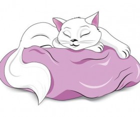 white sleeping cat vector