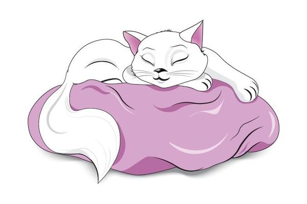 white sleeping cat vector