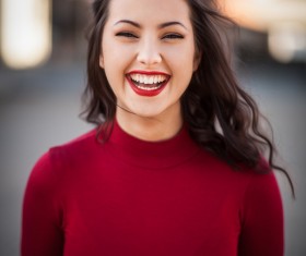 young woman with bright smile Stock Photo