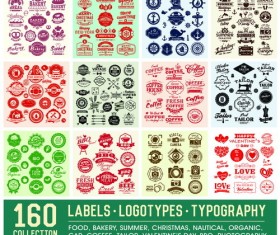 160 Kind summer labels with logotypes vector
