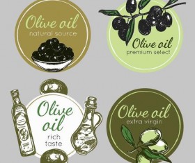 4 Cricles olive oil badge vector