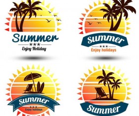 4 Kind palm tree with summer labels vector