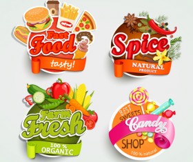 4 food labels vector