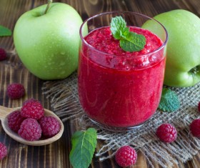 Apple and raspberry juice Stock Photo