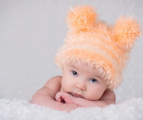 Baby wearing a knit cap Stock Photo 01