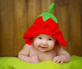 Baby wearing a knit cap Stock Photo 03