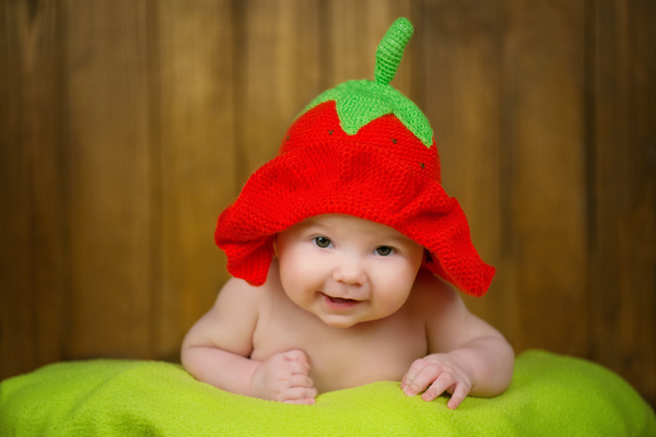 Baby wearing a knit cap Stock Photo 03