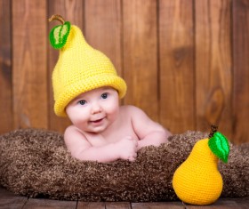 Baby wearing a knit cap Stock Photo 04