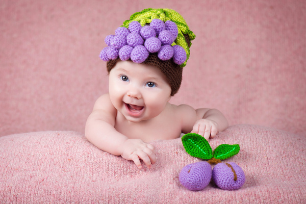 Baby wearing a knit cap Stock Photo 05