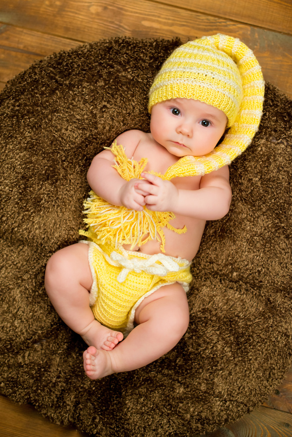 Baby wearing a knit cap Stock Photo 06