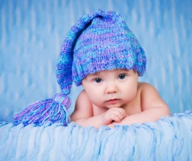 Baby wearing a knit cap Stock Photo 07