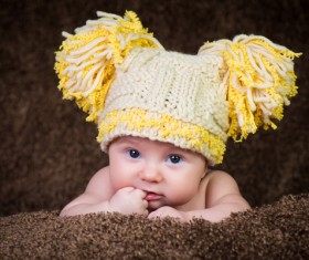 Baby wearing a knit cap Stock Photo 08
