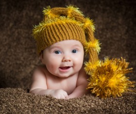 Baby wearing a knit cap Stock Photo 09