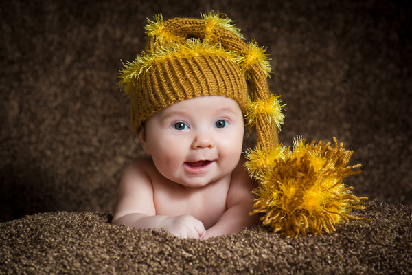 Baby wearing a knit cap Stock Photo 09