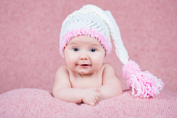 Baby wearing a knit cap Stock Photo 12