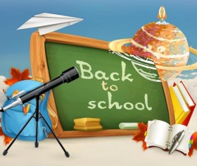 Back to school background with green chalkboard vector 01